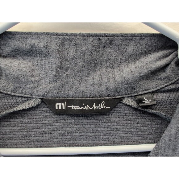 Travis Mathew Quarter Zip Pullover Men Large Gray/ Black Striped Stretchy - Picture 9 of 12